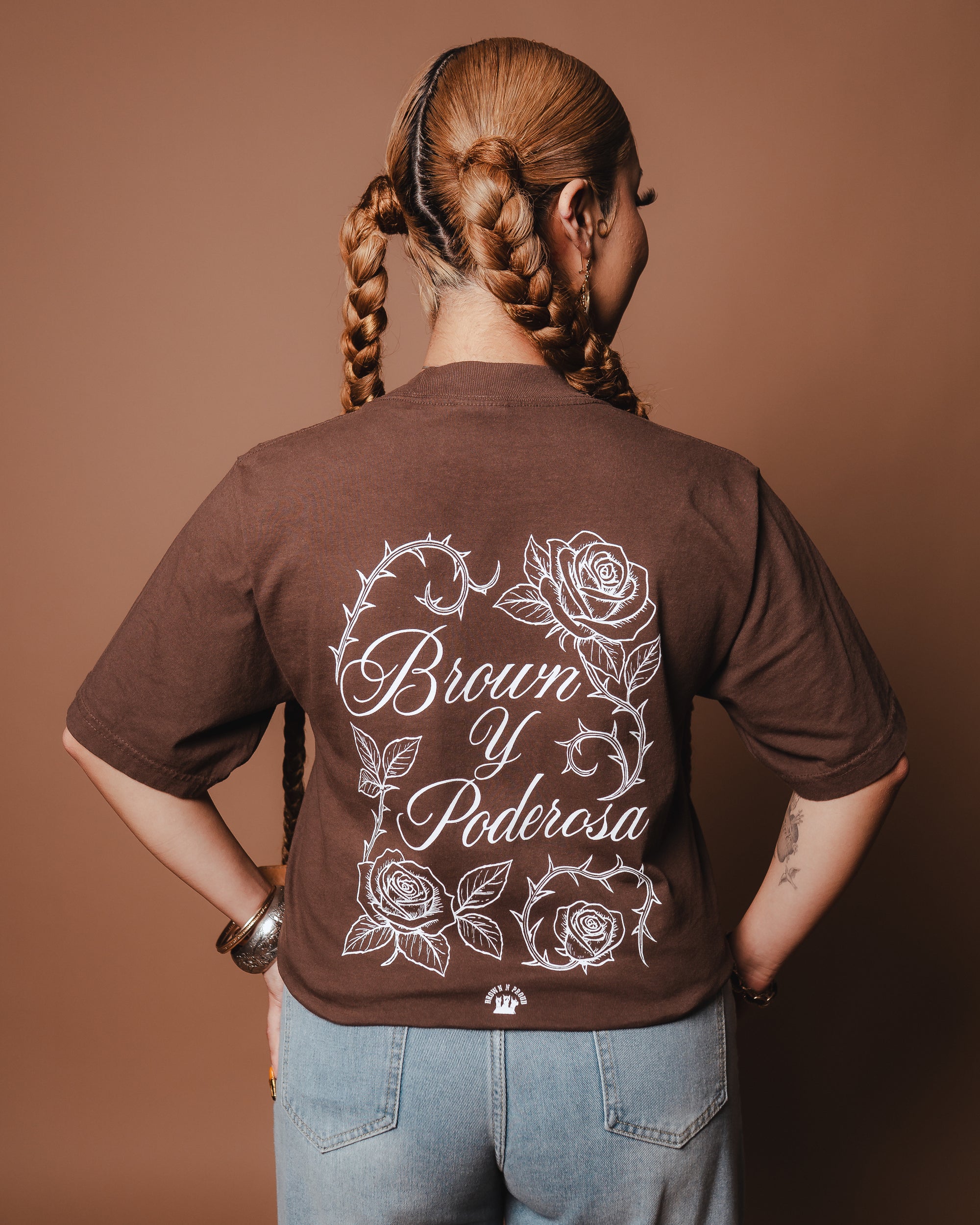 Brown Y Poderosa (mocha t shirt)