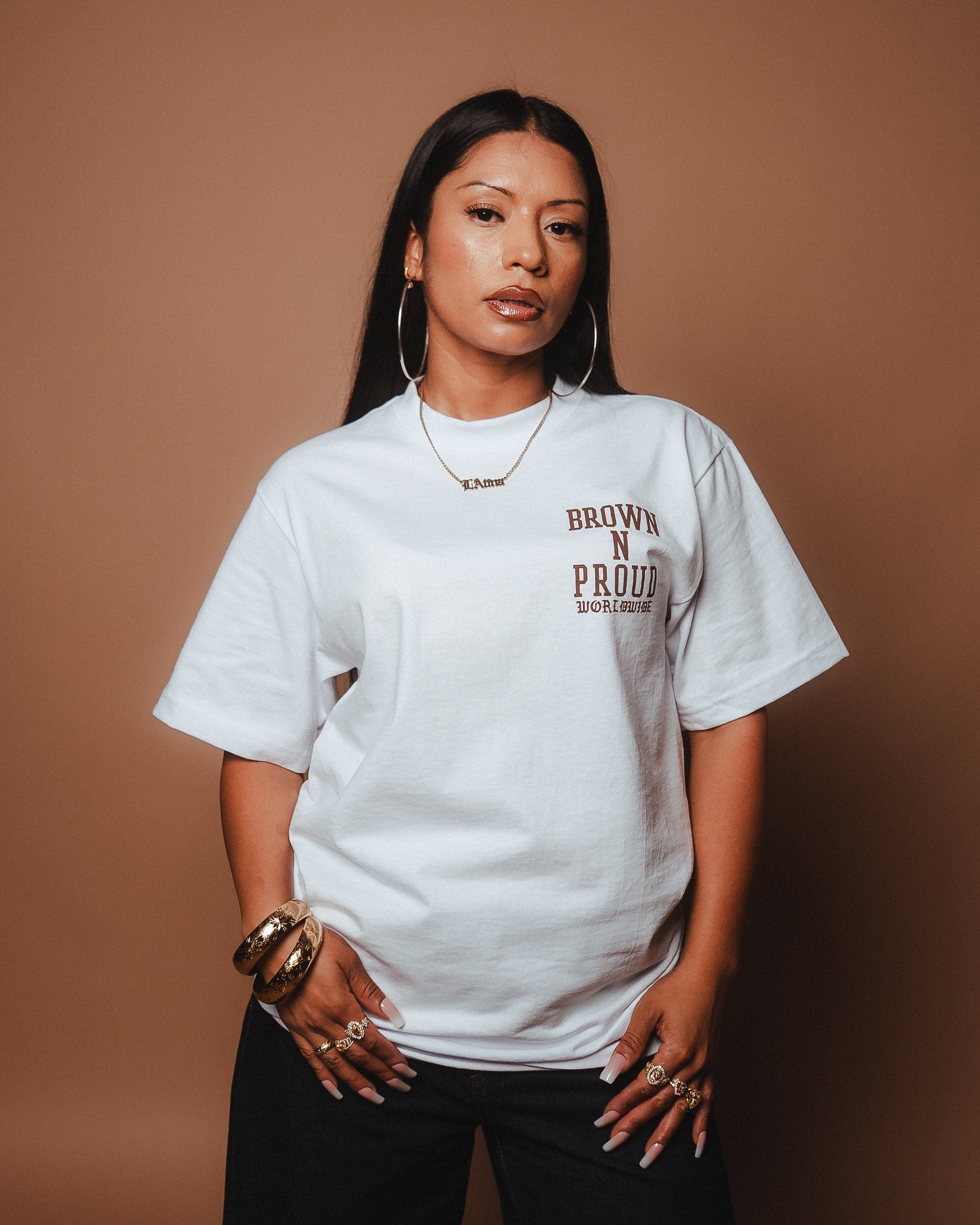 Brown N Proud Shirts Brown N Proud Worldwide (White)
