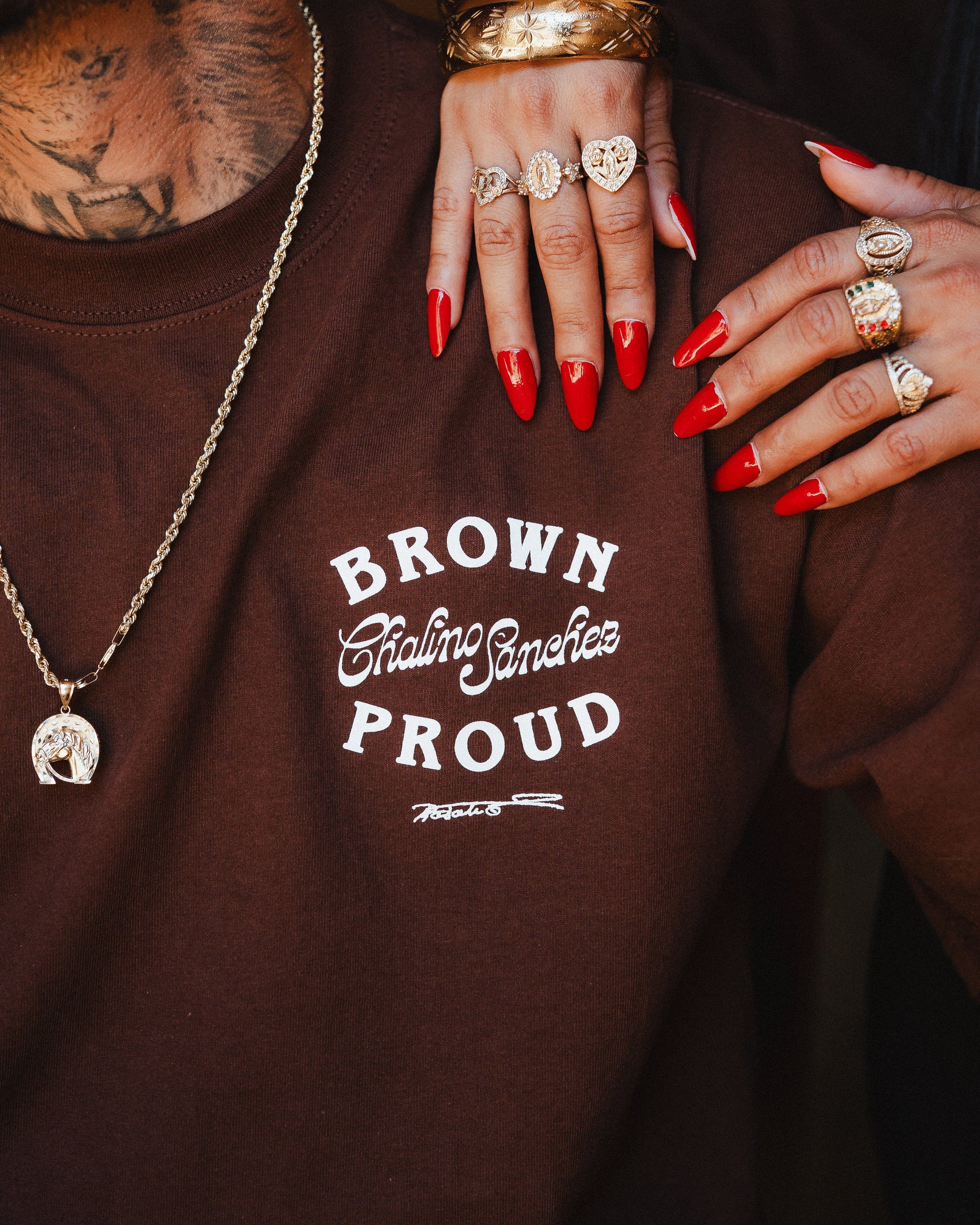 Brown N Proud Chalino Sanchez X Brown N Proud Legacy Alma Enamorada (brown t shirt)