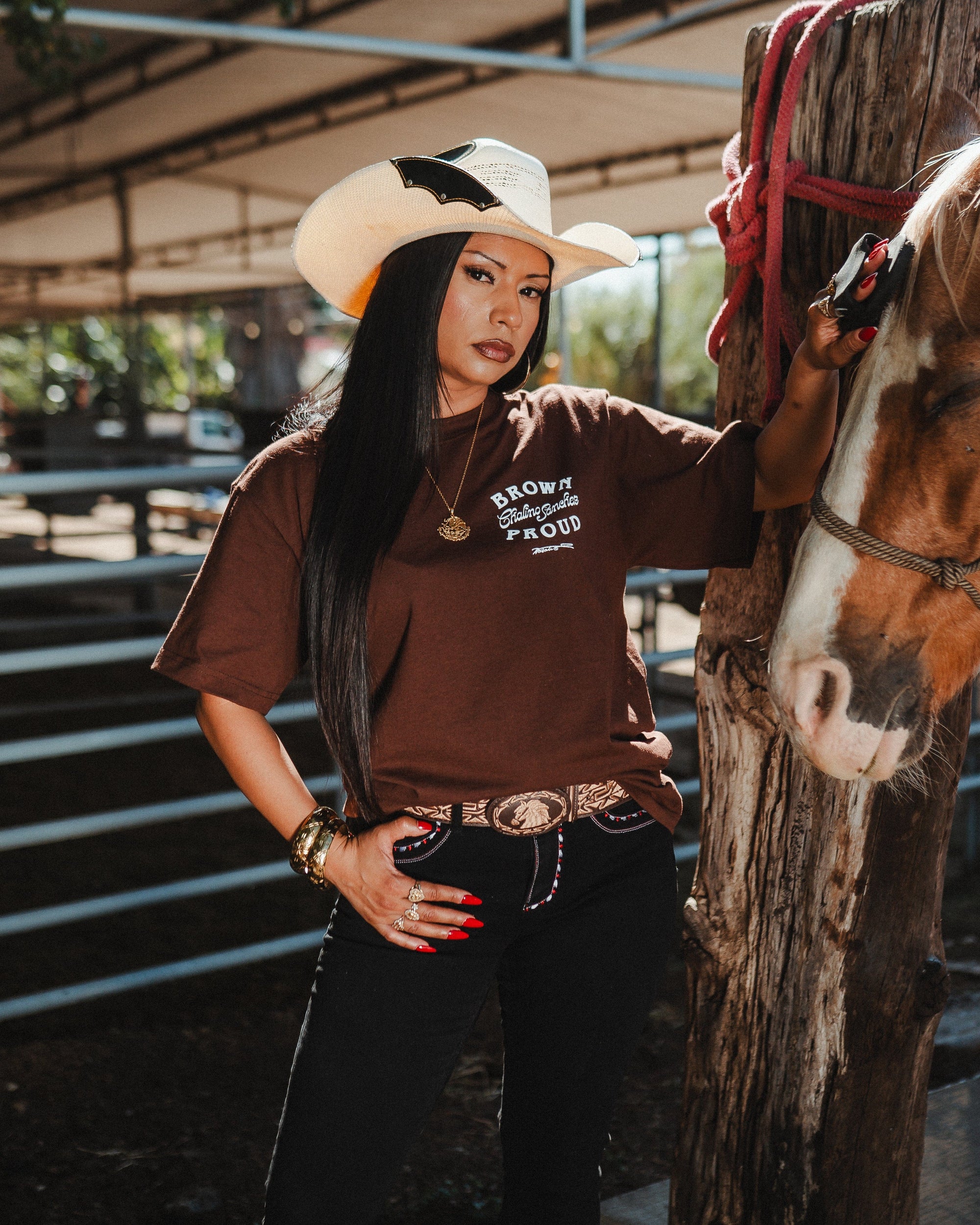 Brown N Proud Chalino Sanchez X Brown N Proud Legacy Alma Enamorada (brown t shirt)