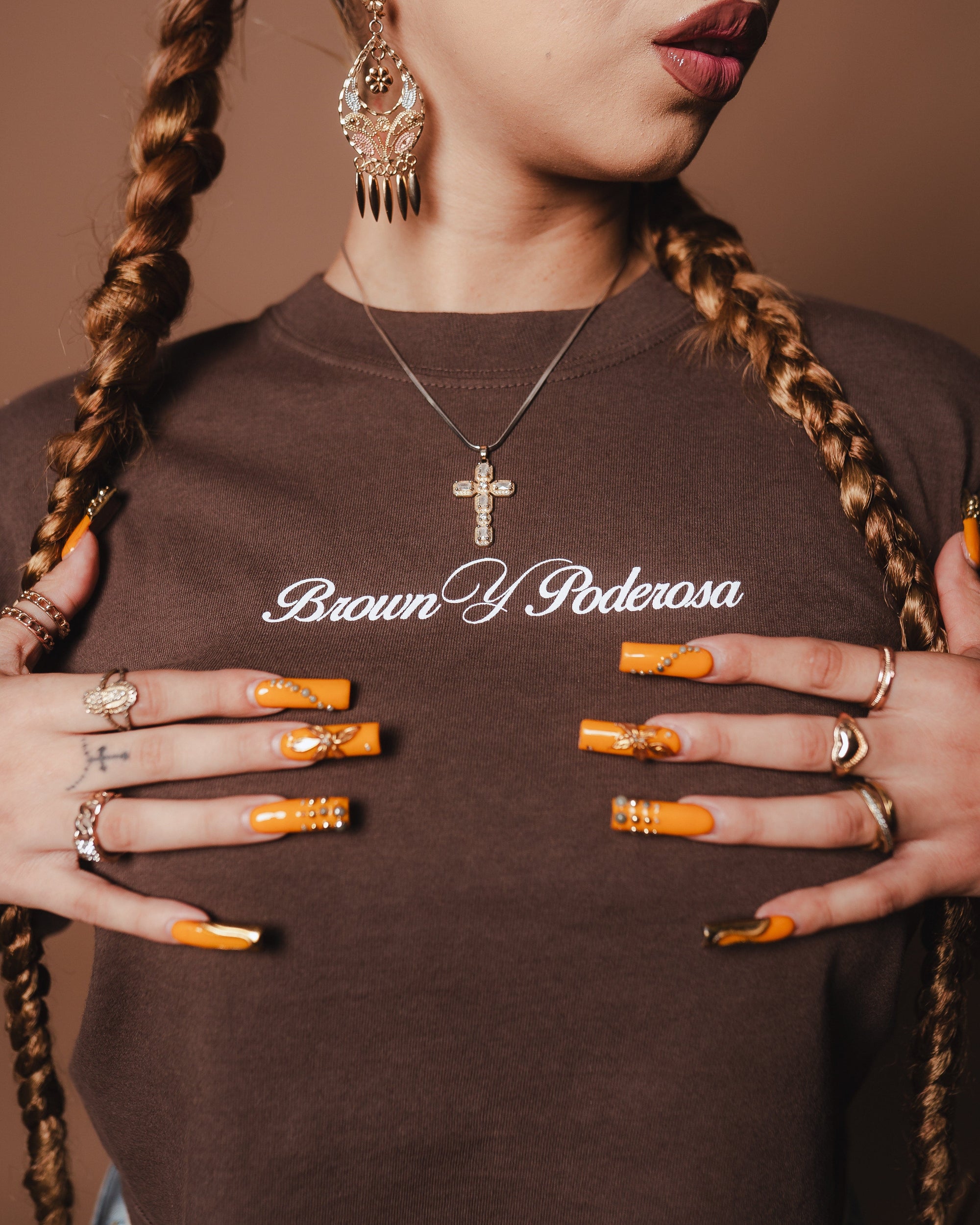 Brown N Proud Shirts Brown Y Poderosa (mocha crop top)